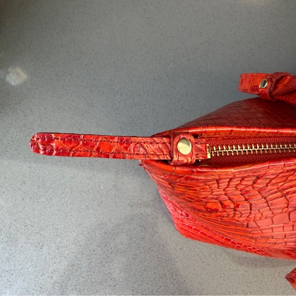 Brahmin Medium Asher Tote Bag Burgandy Croc Embossed Melbourne Orange - Picture 11 of 15